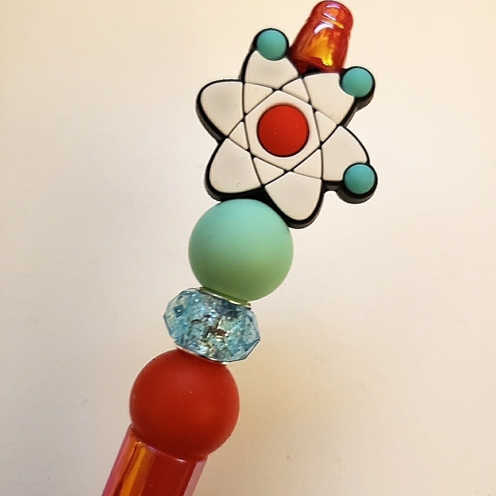 Handmade Iridescent UV Planet Beaded Silicone Focal Bead Pen